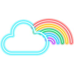 Cloud Rainbow Neon Icon. Illustration of Happy Saint Patrick's Day. Weather Sky Lucky Irish Holiday.