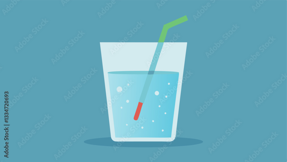 Poster plastics in water a clear glass of water showing microplastics suspended within it with a closeup of