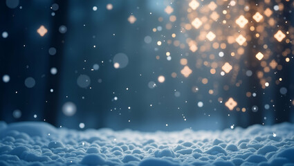 Obraz premium Enchanting Snowflakes and Christmas Lights: A Festive Winter Holidays Background with Falling Snow, Perfect for Capturing the Holiday Spirit and Inspiring Joy - Ideal for Stock Photos with Copy Space