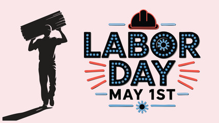 A vibrant graphic design for Labor Day Worker Silhouette Festive Design