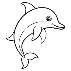 Obraz premium Cute Dolphin Coloring Page for Kids