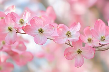 Obraz premium Springtime Pink Dogwood Blossoms in Salem, Oregon: A Beautiful Natural Display of Floral Beauty