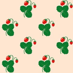 summer seamless pattern with strawberries