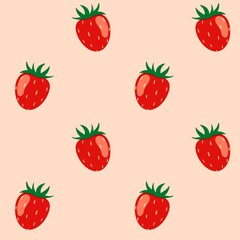 summer seamless pattern with strawberries