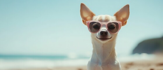 Dog chihuahua on the beach	
