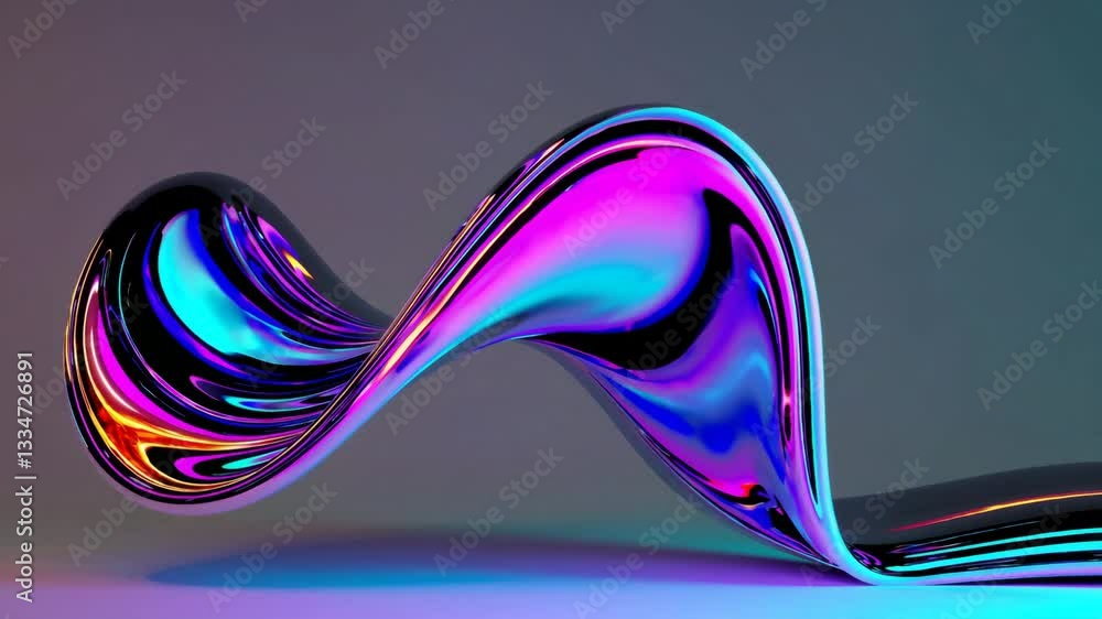 Aufkleber vibrant abstract twisted shape in neon hues on a gradient background. digital art