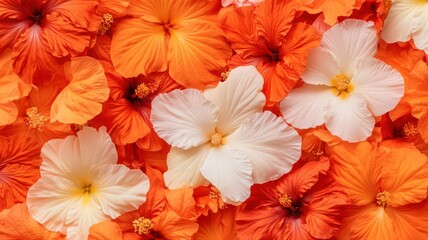 Orange and White Hibiscus Flower Background