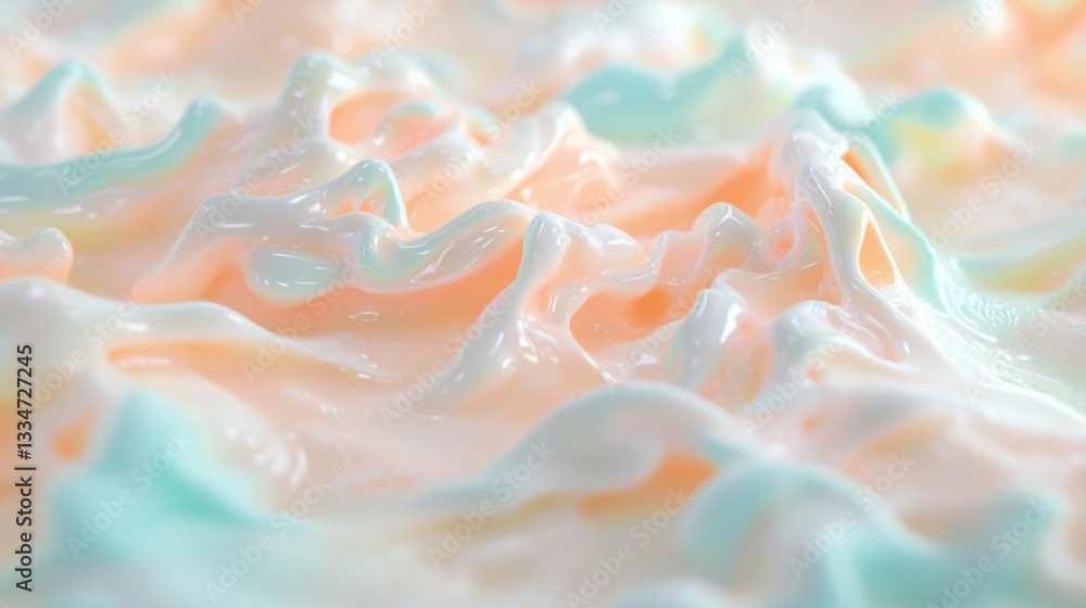 Poster a close-up view of a textured surface with a soft, pastel color palette.