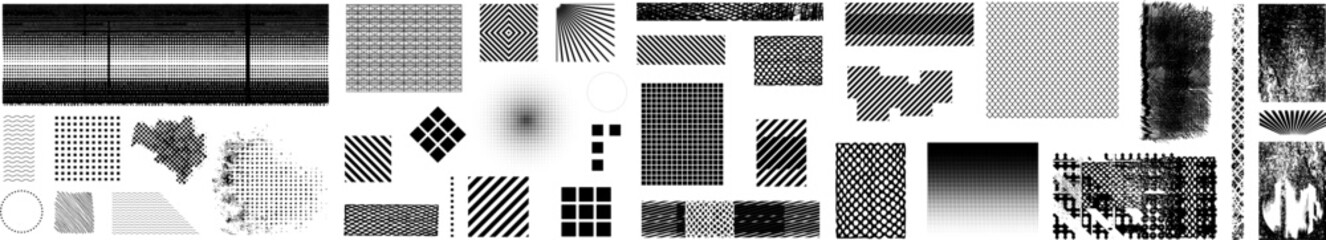 Vektor Set Design Elemente - Flächen und Formen mit Mustern und Texturen - Halbton und Ebenen Strukturen