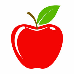 Fresh Red Apple with Green Leaf Healthy and Organic Fruit.