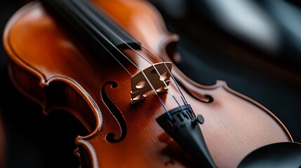 Fototapeta premium A detailed view of a classical violin highlighting its intricate structure