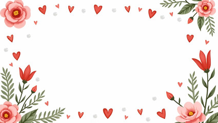 Hand drawn International Day of Happiness border with flowers and hearts providing ample copy area concept as Intricate hand drawn happiness frame featuring flowers and hearts for text in  Photo Stock