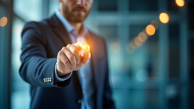 Businessman touches checklist tick ensures task progress tracks project development fosters accountability timely execution improves corporate performance concept as Person updates item status follows