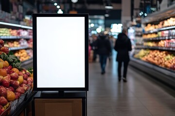 Blank Supermarket Digital Signage Mockup Modern Grocery Store Display