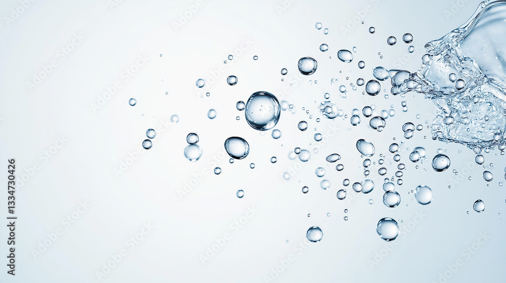 Aufkleber bubbles of clarity: capturing the essence of purity, water droplets coalesce, creating a mesmerizing