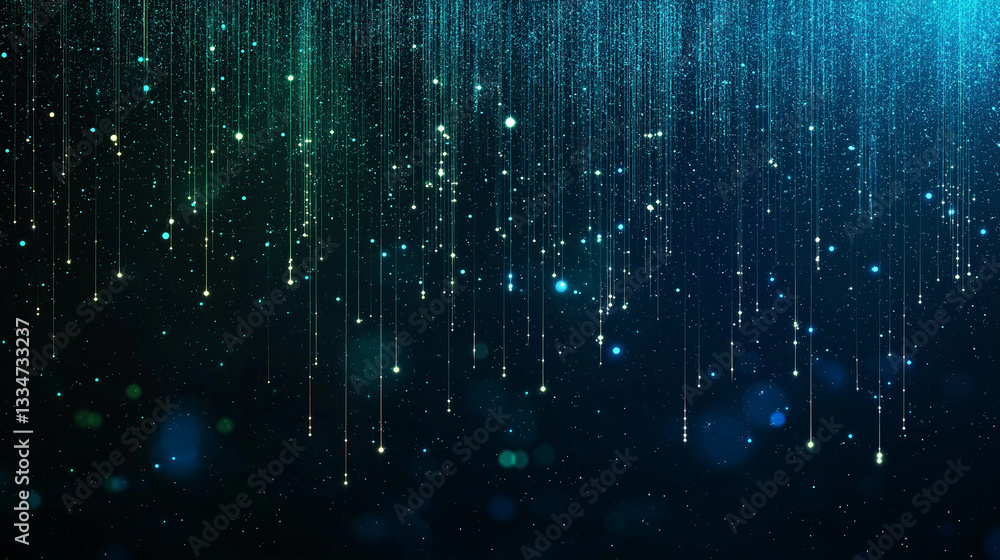Aufkleber digital rain: immersing the viewer in a stunning visual spectacle, with streams of luminous particle