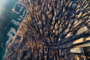 Obraz premium Breathtaking Aerial Panorama of Beirut: A Stunning Cityscape Showcasing Modern Architecture Beneath a Blue Sky