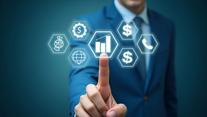 Holographic Pricing Strategy Chart: Cost & Revenue Analysis Icons