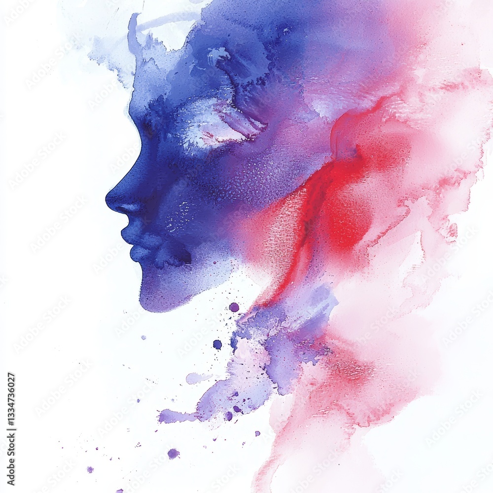 Poster multicolored watercolor brush strokes creating beautiful abstract shapes and forms