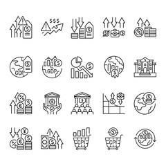 inflation line icons set for digital and print projects.