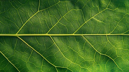 Fototapeta premium Magnificent Green Leaf Macro Photography: Unveiling Nature's Intricate Design