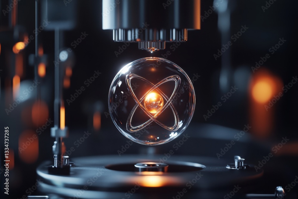 Aufkleber visual representation of atomic energy in a controlled laboratory environment
