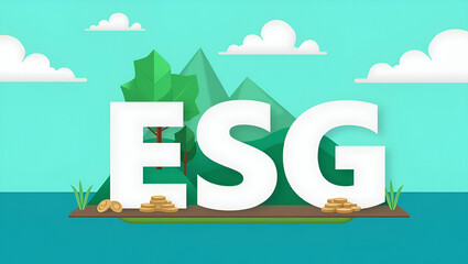 Flat Illustrate ESG global cooperation initiatives fostering international sustainability cross border governance and collaborative environmental efforts concept as International teams collaborating o