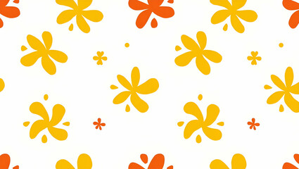 Obraz premium Vibrant Buttercups: Dynamic Abstract Seamless Pattern on White Background for Modern Art - Perfect for Photo Stock with Empty Space on the Left Side