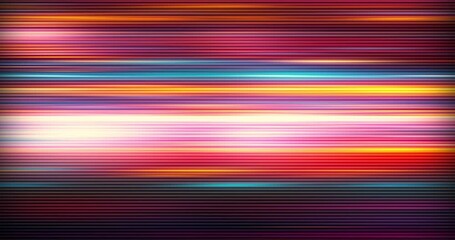 Abstract animation of vibrant multicolored lights and particles leaving visible trails moving in speed. Glowing neon lines seamless looping animation. Data streaming through speed lights fiber optics. - Powered by Adobe
