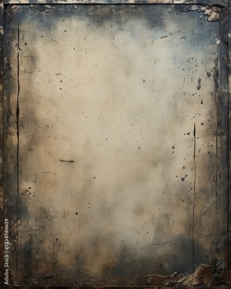 Poster old rusty metal frame with a line on the border and a distressed finish