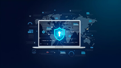 Obraz premium Flat Global data security personal data security cyber data security online concept illustration Internet security or information privacy & protection idea software access data as confidential concept