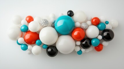 Colorful Abstract Composition of Glossy Spheres in Various Sizes on Light Background
