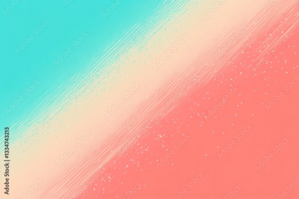 Poster a bold retro gradient with a transition from turquoise to coral, enriched with a grainy overlay that