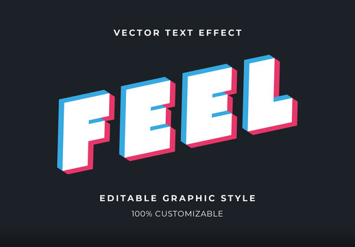 Blue Pink Bold Font 3D Outline Text Effect