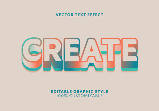 Orange And Blue Layered Bold Font Shadow Text Effect
