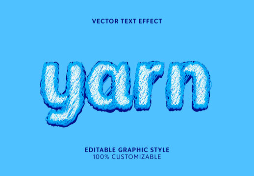 Blue And White Yarn Thread Font Knitted Soft Text Effect