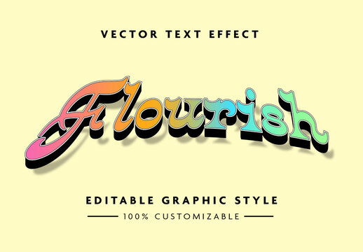 Colorful Vintage Gradient Bold 3D Text Effect