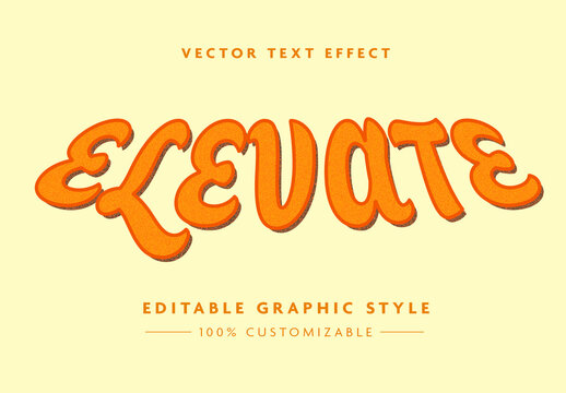 Orange Yellow Bold 3D Curved Lettering Text Effect