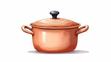 Charming Watercolor Cooking Pot Clipart: Hand-Drawn Culinary Tools for Nursery Art - Perfect for Home Cooking Themes in Simple Flat Vector Style
