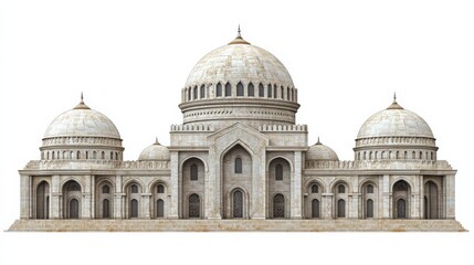 Obraz premium Detailed Architectural Illustration of a Majestic Historical Building with Domes and Arches