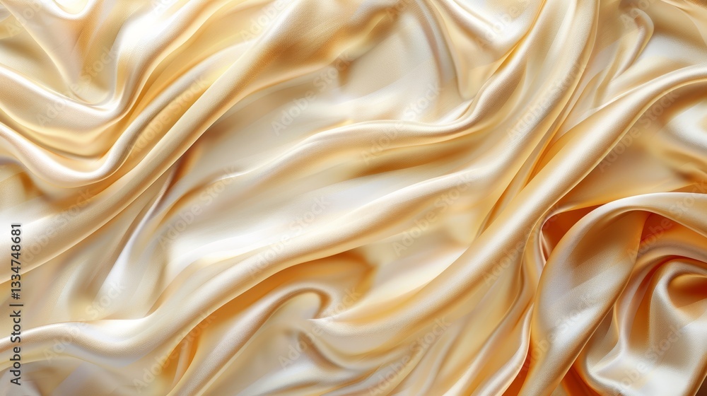 Poster exquisite folds of lustrous golden fabric cascade in luxurious waves, creating a mesmerizing abstrac