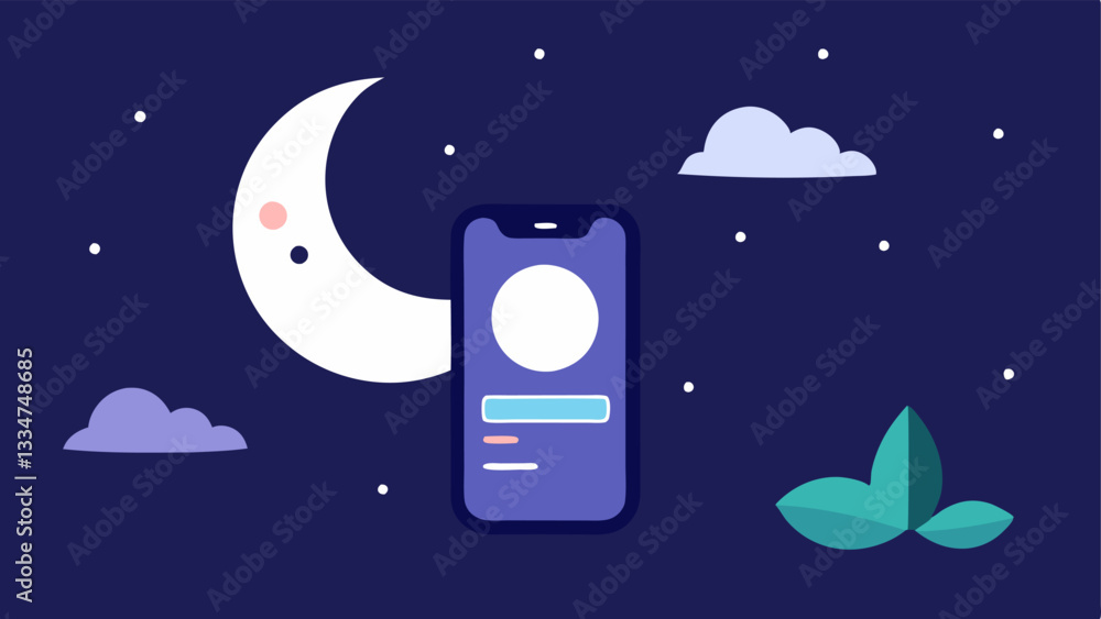 Poster sleep tracking a serene depiction of a sleep tracking feature showing a peaceful night scene with a 