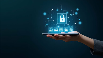 Flat Hand with Holographic Digital Payment Interface for Fintech Success