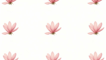 Flat Botanical garden magnolia seamless tile pattern with various magnolia species in natural pinks on white background perfect for serene spaces concept as Various magnolia species in natural pinks o