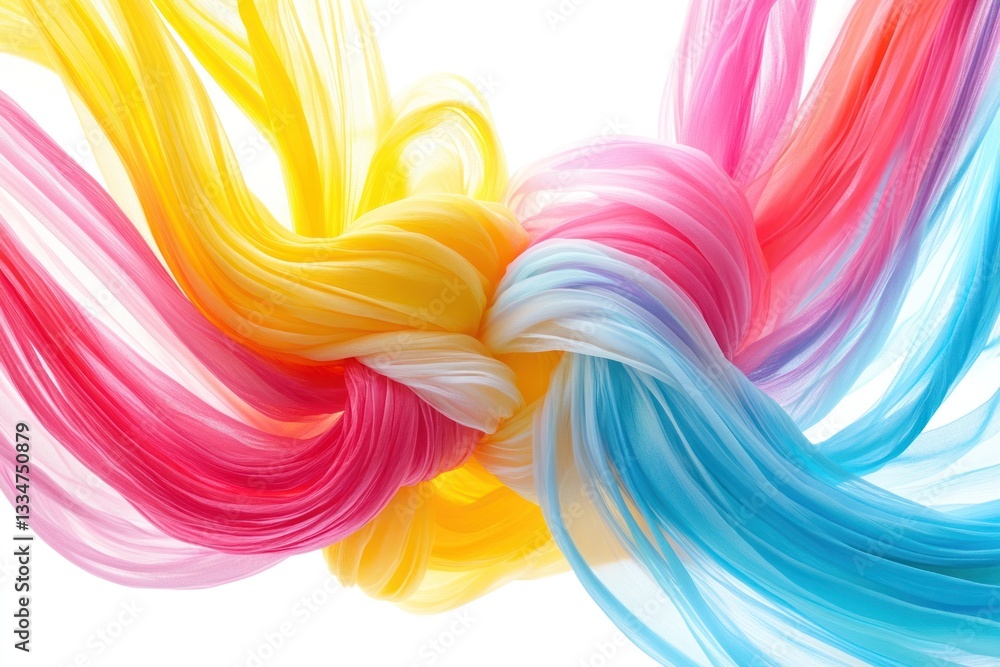 Poster a mixture of bright, pastel colors swirling and intertwining, creating an abstract, playful pattern 