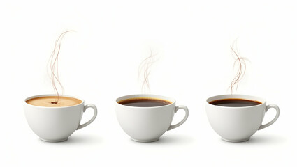 Obraz premium Flat Collection of hot coffee cups isolated against transparent background concept as Collection of hot coffee cups isolated on transparent background ideal for beverage and cafe designs in Simple fl