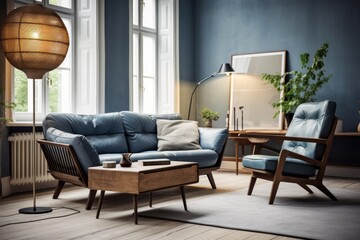 Fototapeta premium Modern living room interior with stylish comfortable sofa. Beautiful and large living room interior.Home Decor Concept with Copy Space. Real Estate Concept. Hotel Concept