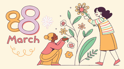 Obraz premium happy women's day march 8 cute cards and posters