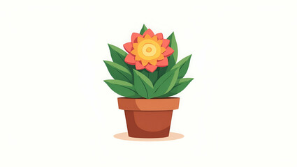 Obraz premium Flat a clipart of a Succulent plant with colorful rosette leaves in a kawaii style simplified to feature fewer elements for a cleaner look use a color palette that is appealing to children concept as 