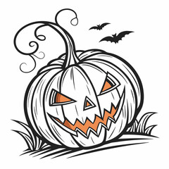 halloween pumpkin with leaves